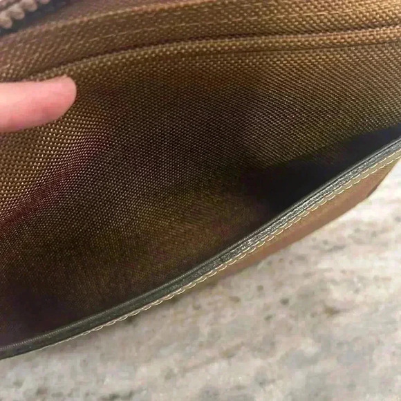 Lancel Paris Canvas Toiletry Dopp Bag Travel Camel Color Brown trim - Picture 6 of 12